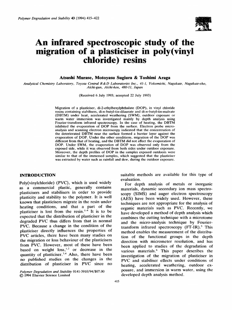 An Infrared Spectroscopic Study of The Migration of A Plasticiser in ...