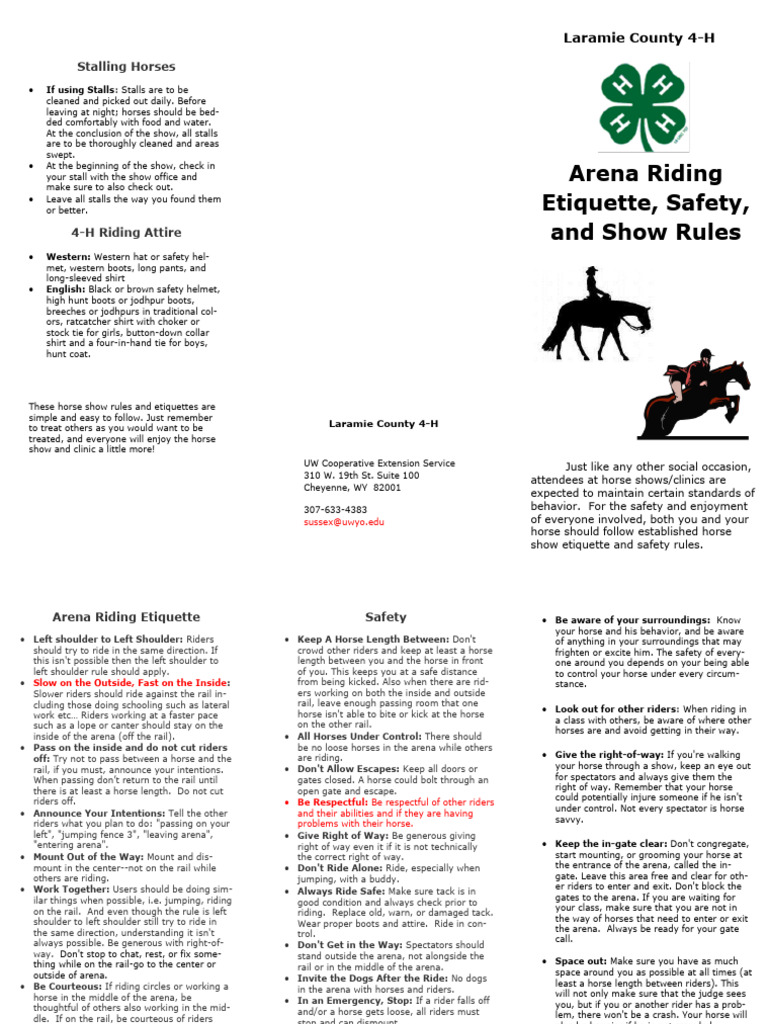 Horse Show Etiquette and Safety Rules | PDF | Horses | Equestrianism