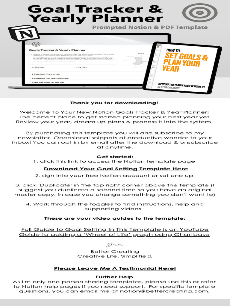Template+Link Notion+Goals+Tracker+&+Year+Planner | PDF | Business