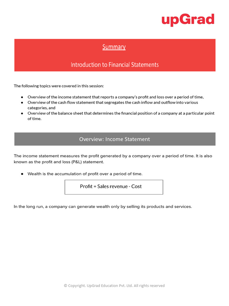 Session+Summary +Introduction+to+Financial+Statements+ | PDF | Income ...