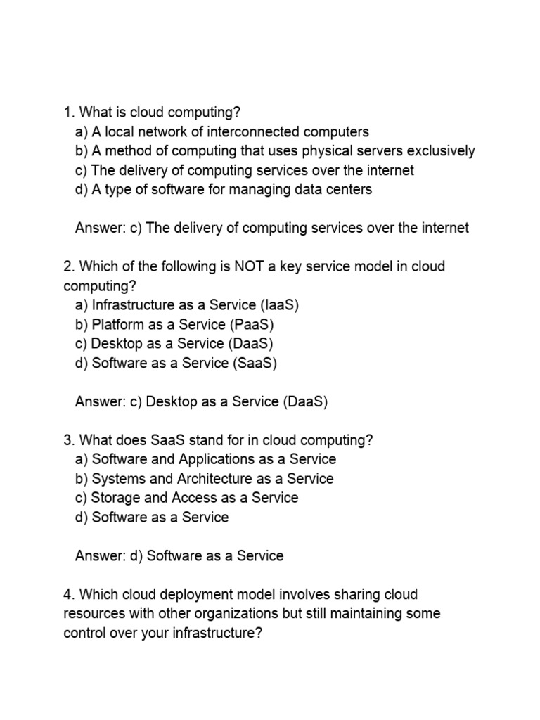 Cloud computing mcq pdf cloud computing software as a service