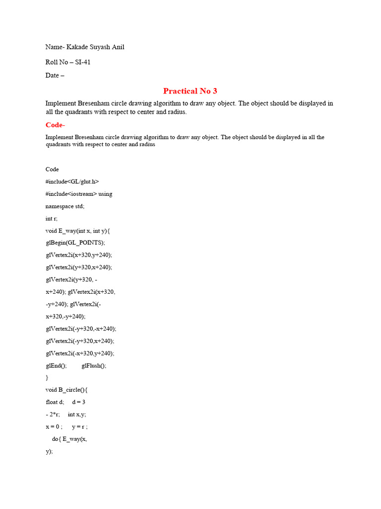 CG Exp 3 Rushi | PDF | Programming Paradigms | Algorithms And Data ...