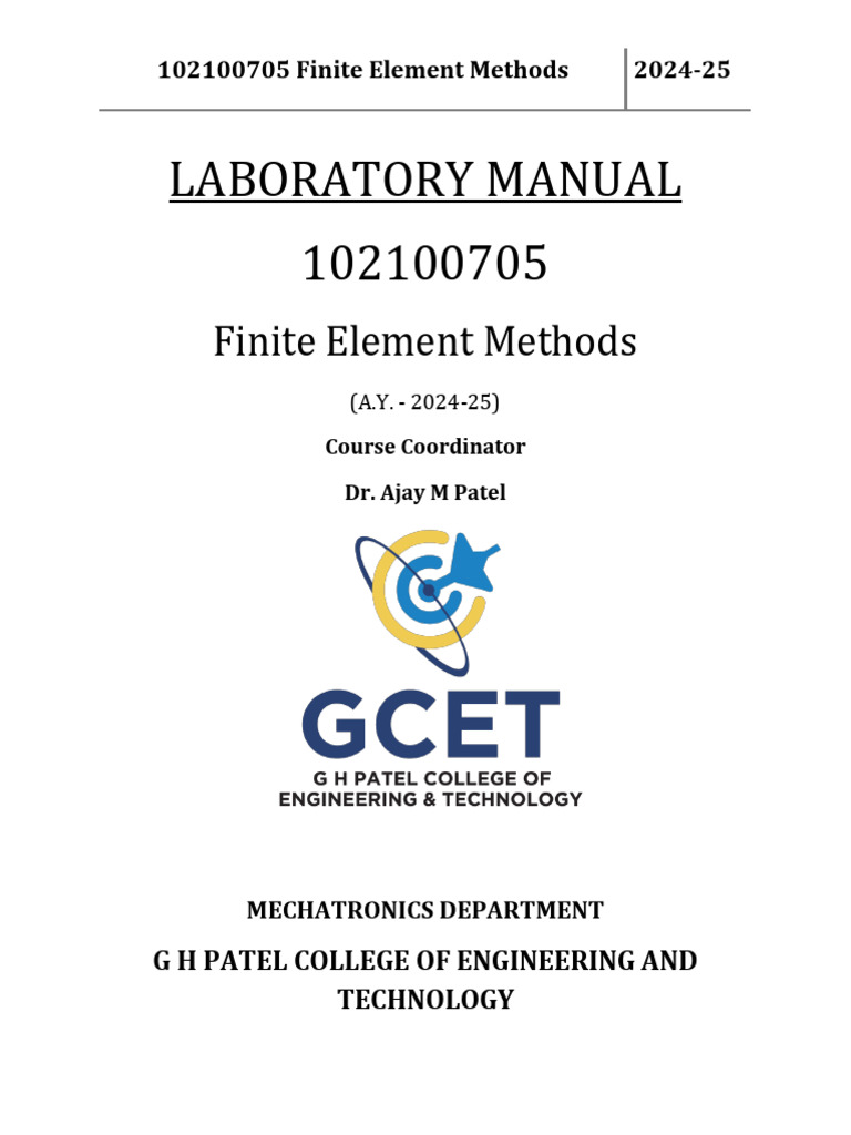 Finite Element Lab Guide | PDF | Finite Element Method | Engineering