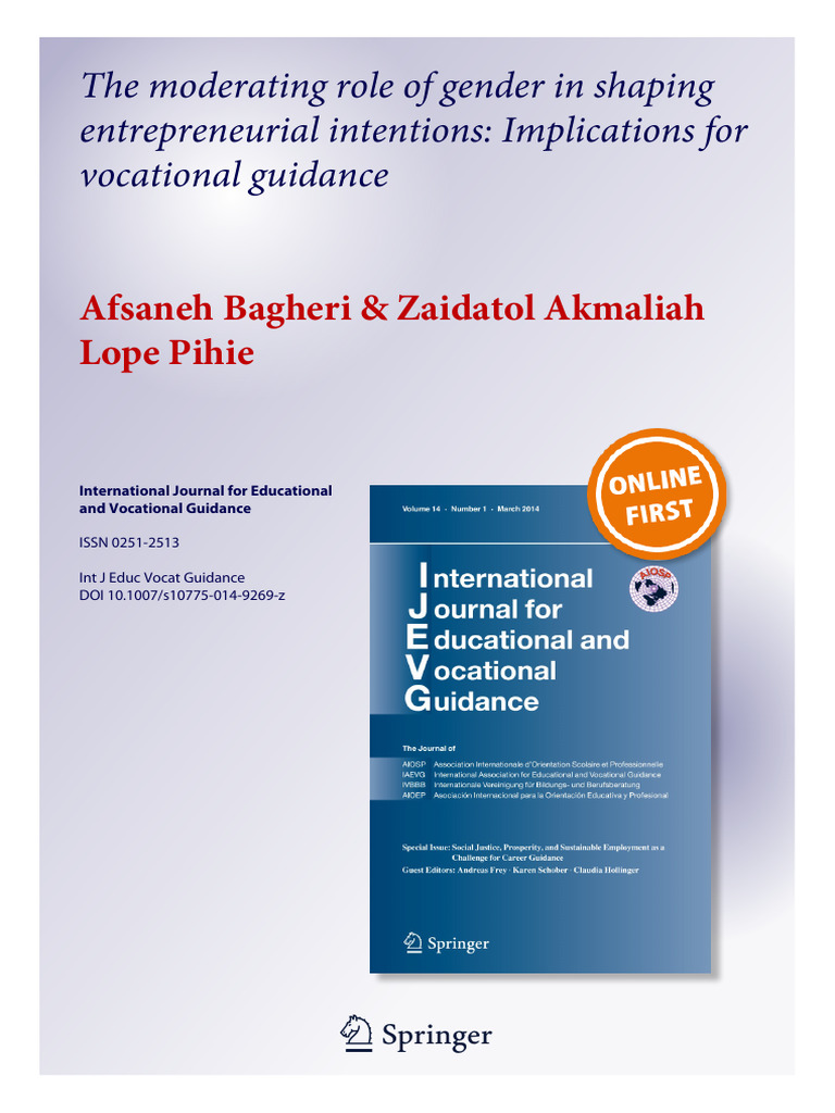 The Moderating Role of Gender | PDF | Entrepreneurship | Self Efficacy