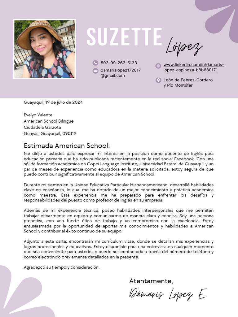 Currículum de Dámaris López: Docente de Inglés | PDF | Maestros