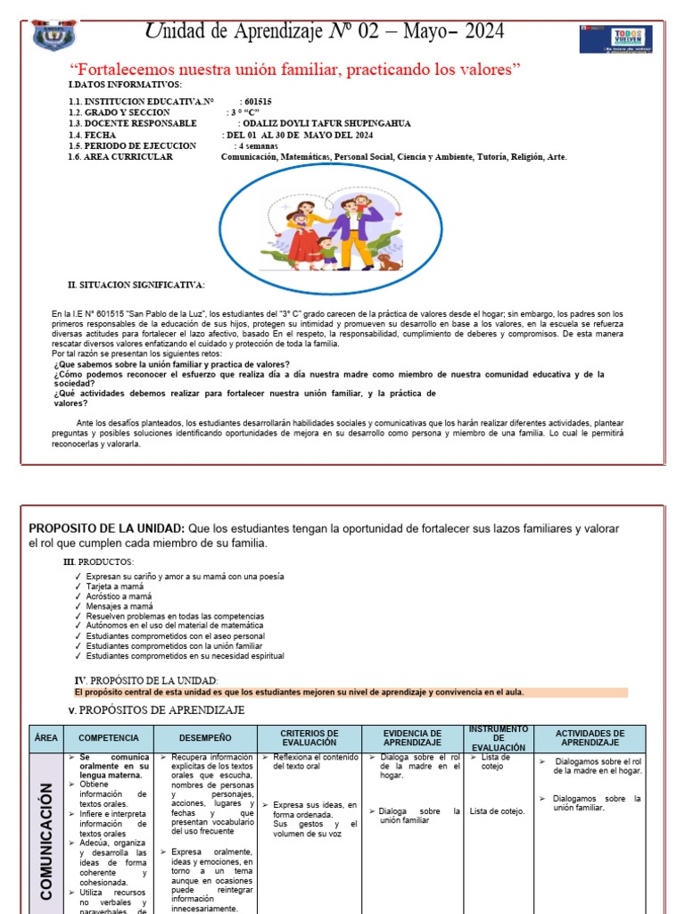 Fortaleciendo Valores en la Familia | PDF | Evaluación | Geometría