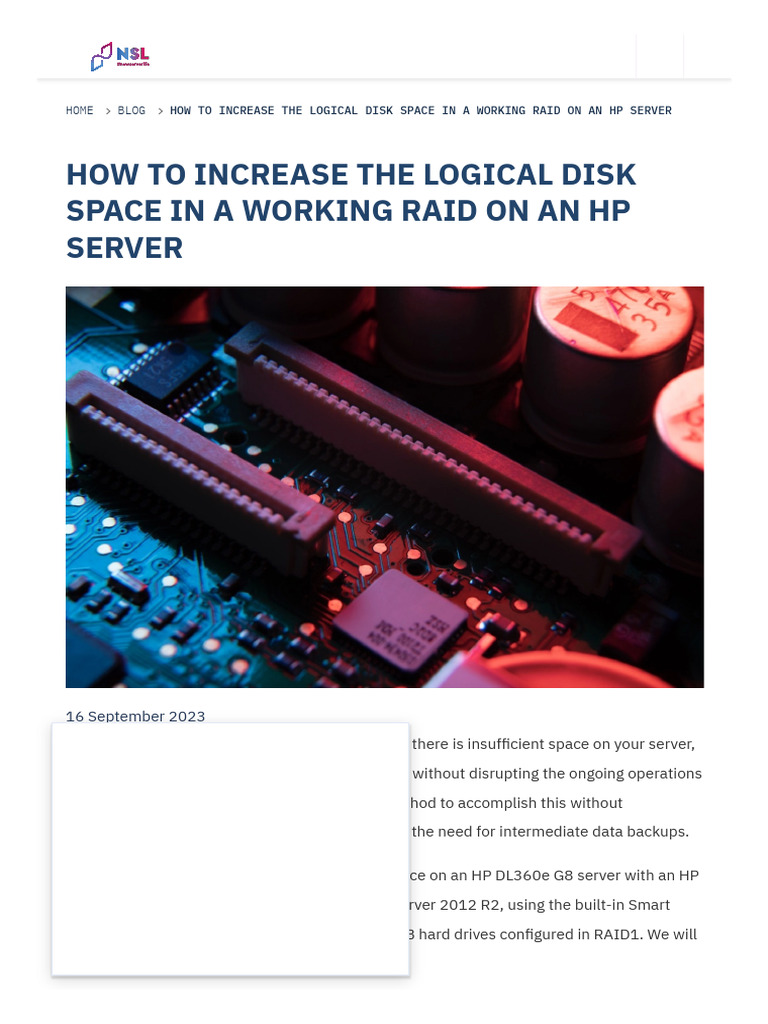 Expand RAID Disk Space on HP DL360 G10 | PDF | Hard Disk Drive ...