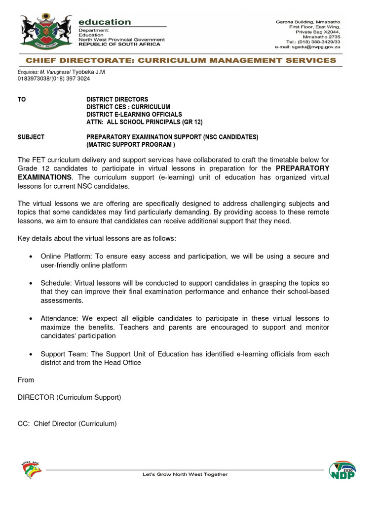 Grade 12 Exam Support Program 2024 | PDF | Educational Technology ...