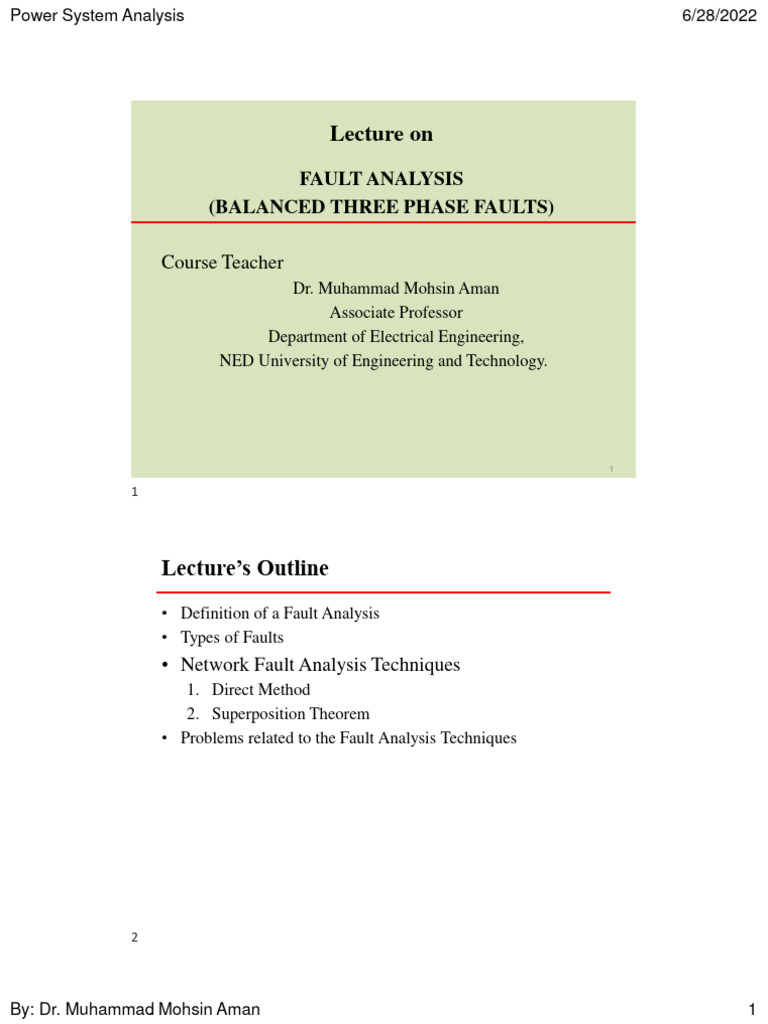 Balanced Three Phase Fault Analysis | PDF | Electrical Network ...