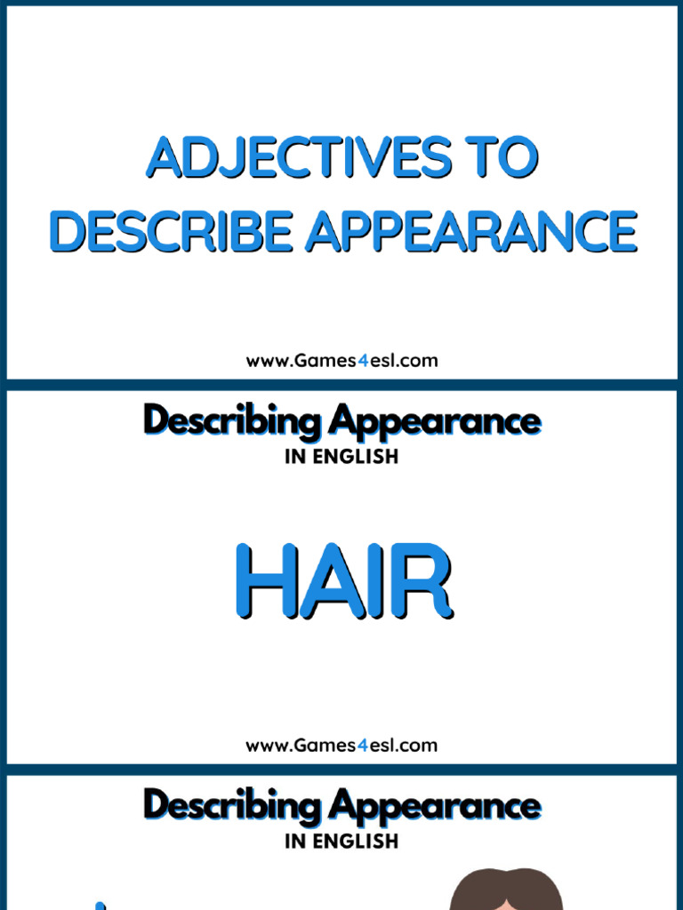 Describing People Adjectives To Describe Appearance Pdf