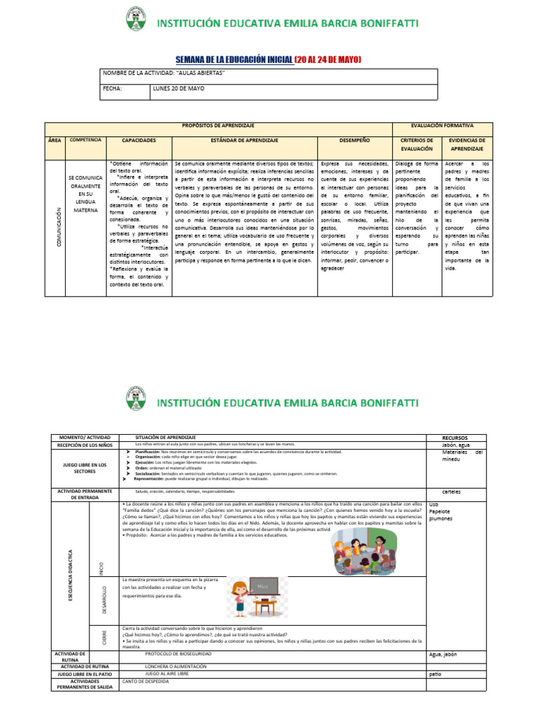 Semana de La Educacion Inicial Del 20 Al 24 de Mayo | PDF | Educación ...