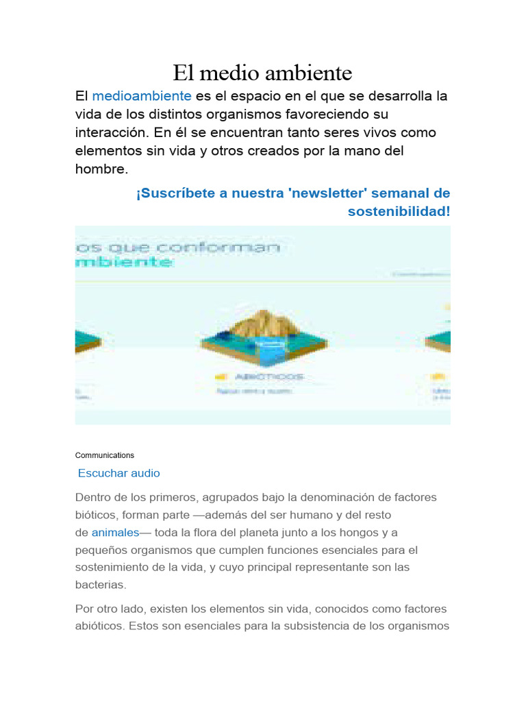 El Medio Ambiente | PDF | Entorno natural | Sustentabilidad