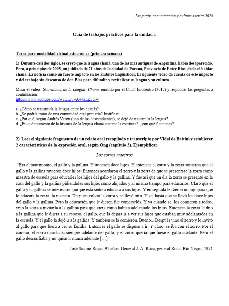 LCCE Guía de Actividades de La Unidad 1 (2024) | PDF | Escritura ...