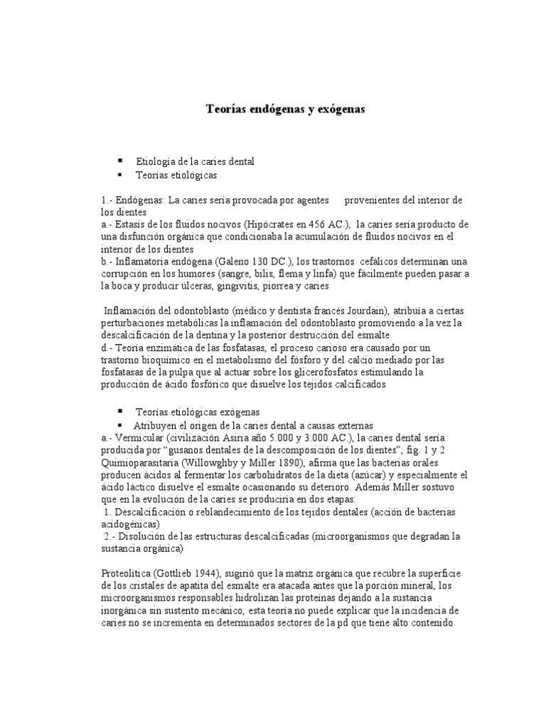 Teorías Endógenas y Exógenas | PDF | Quelación | Diente humano
