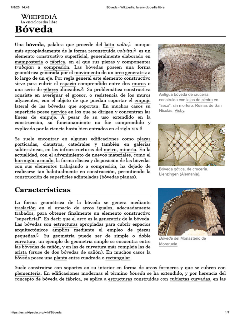 Estructura y Tipos de Bóvedas | PDF | Bóveda (Arquitectura) | Componentes