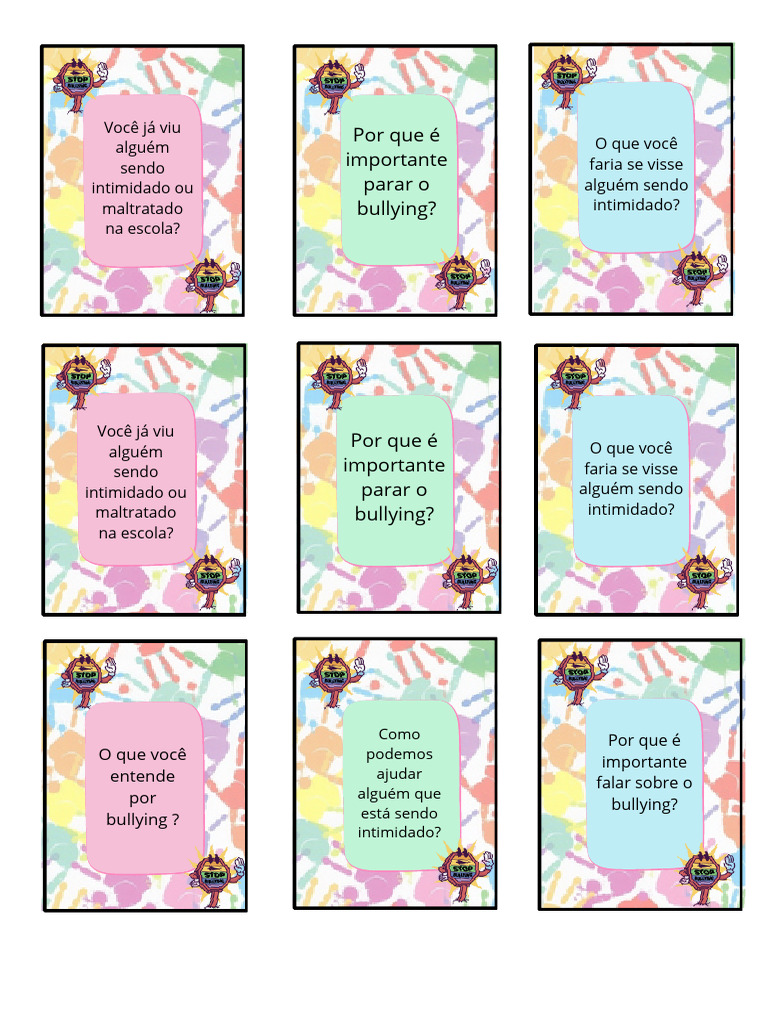 Cartas e Jogos sobre Bullying Escolar | PDF | Assédio moral/bullying