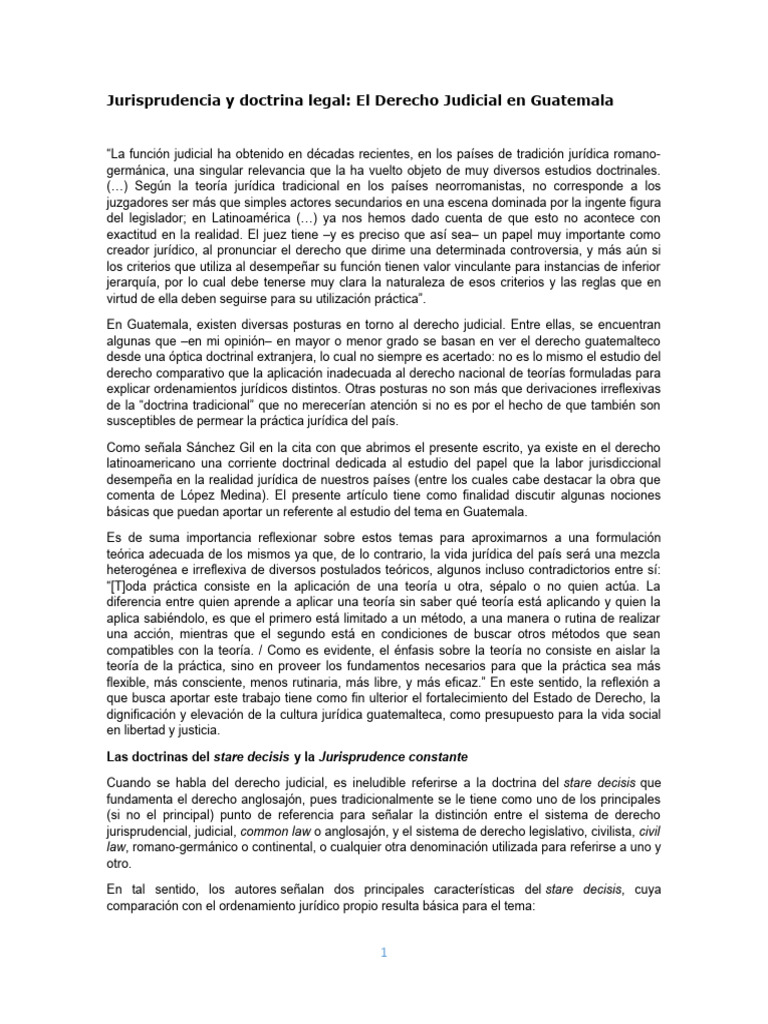 Derecho Judicial y Jurisprudencia en Guatemala | PDF | Caso de ley ...