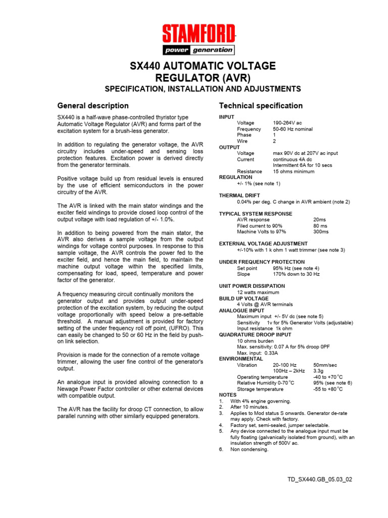 Sx440 Avr Newage Stamford-2 | PDF | Rectifier | Amplifier