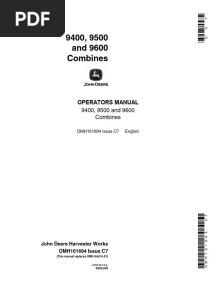 John Deere 9400 9500 and 9600 Combine PDF Operator S Manual