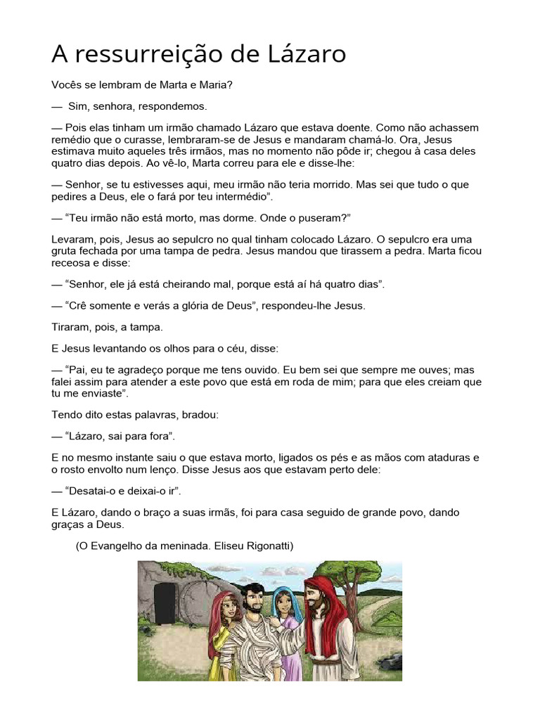 A Ressurreição de Lázaro | PDF