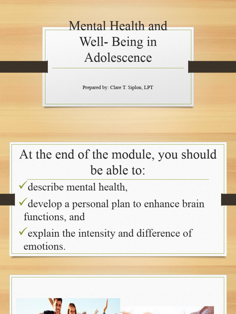 Mental Health and Well - Being in Adolescence | PDF | Mental Health ...