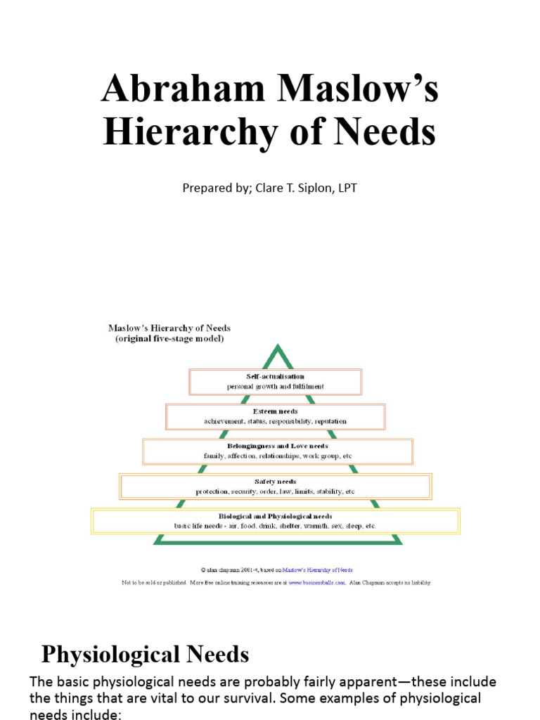 Abraham Maslow's Hierarchy of Needs | PDF | Self Esteem | Self ...