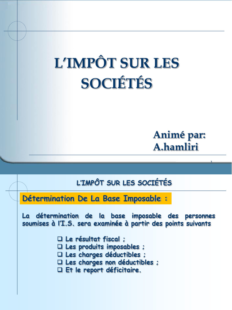 Détermination de la Base Imposable | PDF | Dépréciation | Taxe d'entreprise