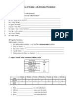 Form One 1 Term Test Revision Worksheet: A. Exercise On Questions