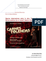 Algunas Observaciones Sobre La Obra "Carnes Tolendas. Retrato Escénico de Un Travesti" Desde La Teoría Queer.