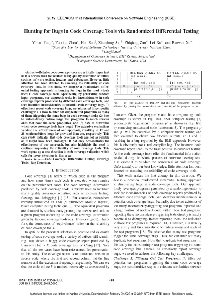 (2019-ICSE) Hunting For Bugs in Code Coverage Tools Via Randomized ...