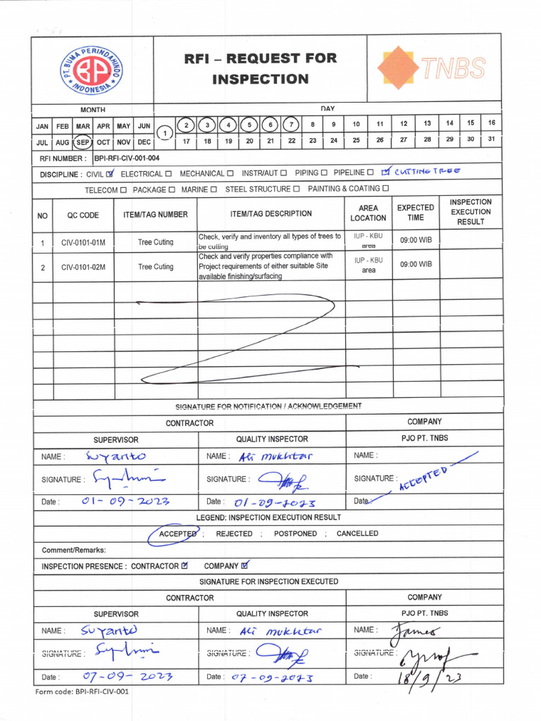 BPI-RFI-CIV-001-004 Check, Verify and Inventory All Types of Trees To ...