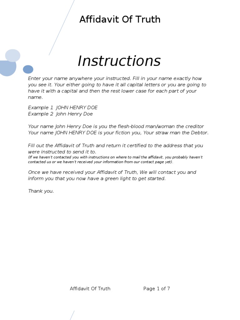 Affidavit of Truth-Sovereign Individual | PDF | Natural And Legal ...