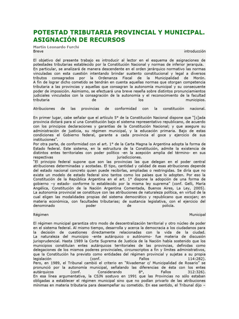 Potestad Tributaria Pcial y Municipal | PDF | Impuestos | Constitución