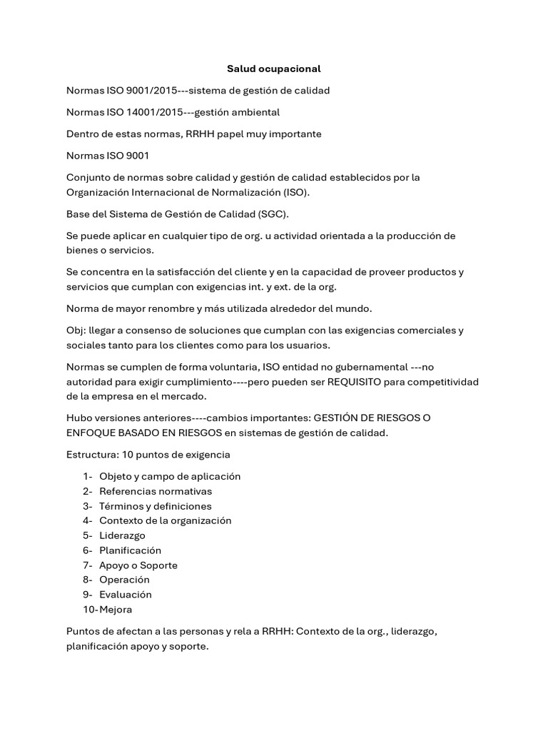 Normas ISO 9001 y 14001: Gestión de Calidad y Ambiental | PDF | Gestión ...