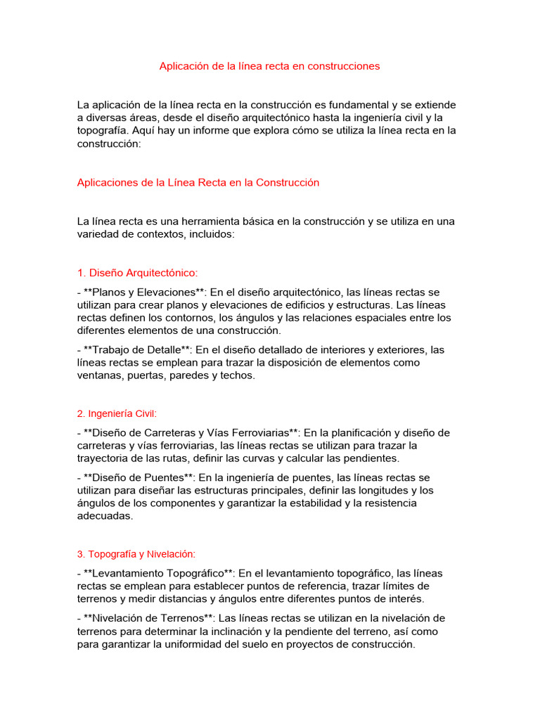 Aplicaciones de la Línea Recta en Construcción | PDF | Topografía ...
