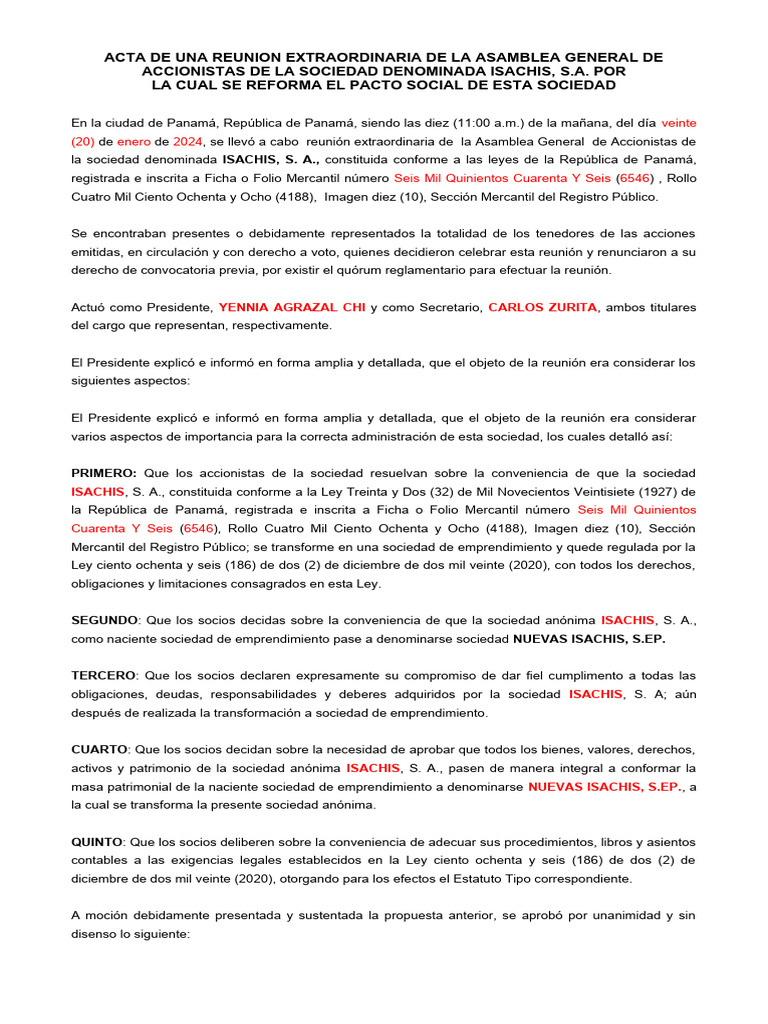 Acta de Transformación Yiac | PDF | Gobierno