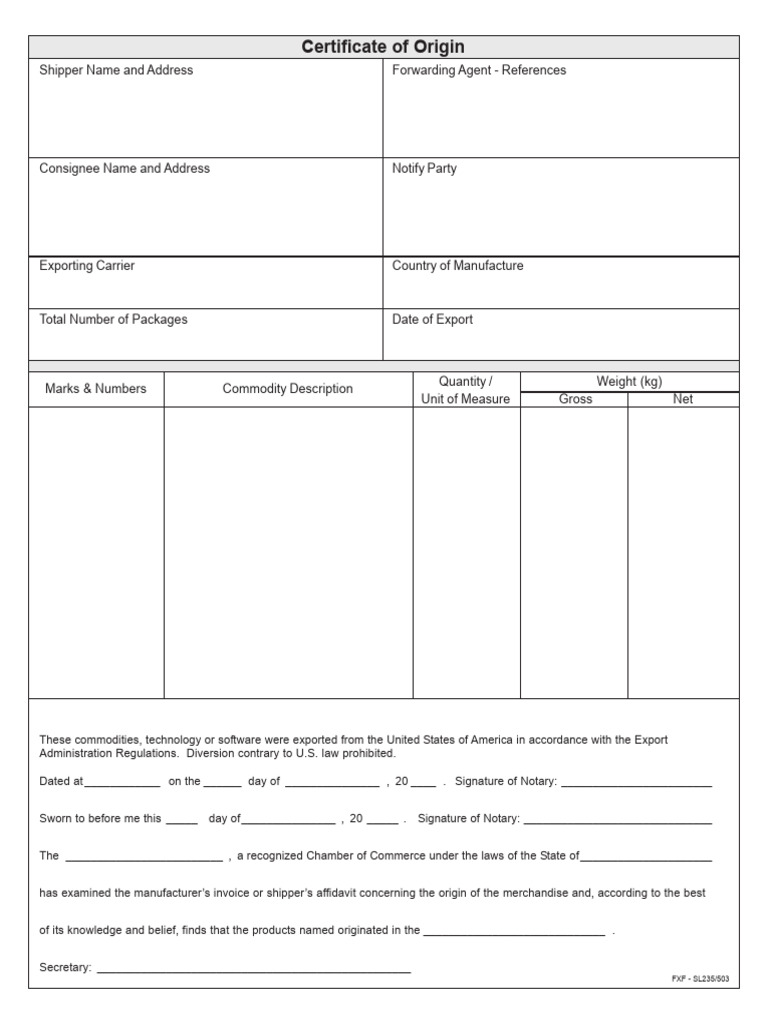 Certificate of Origin Template Guide | PDF | Finance & Money Management