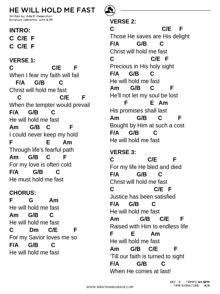 He Will Hold Me Fast Chords | PDF | Song Structure | Religious Belief ...