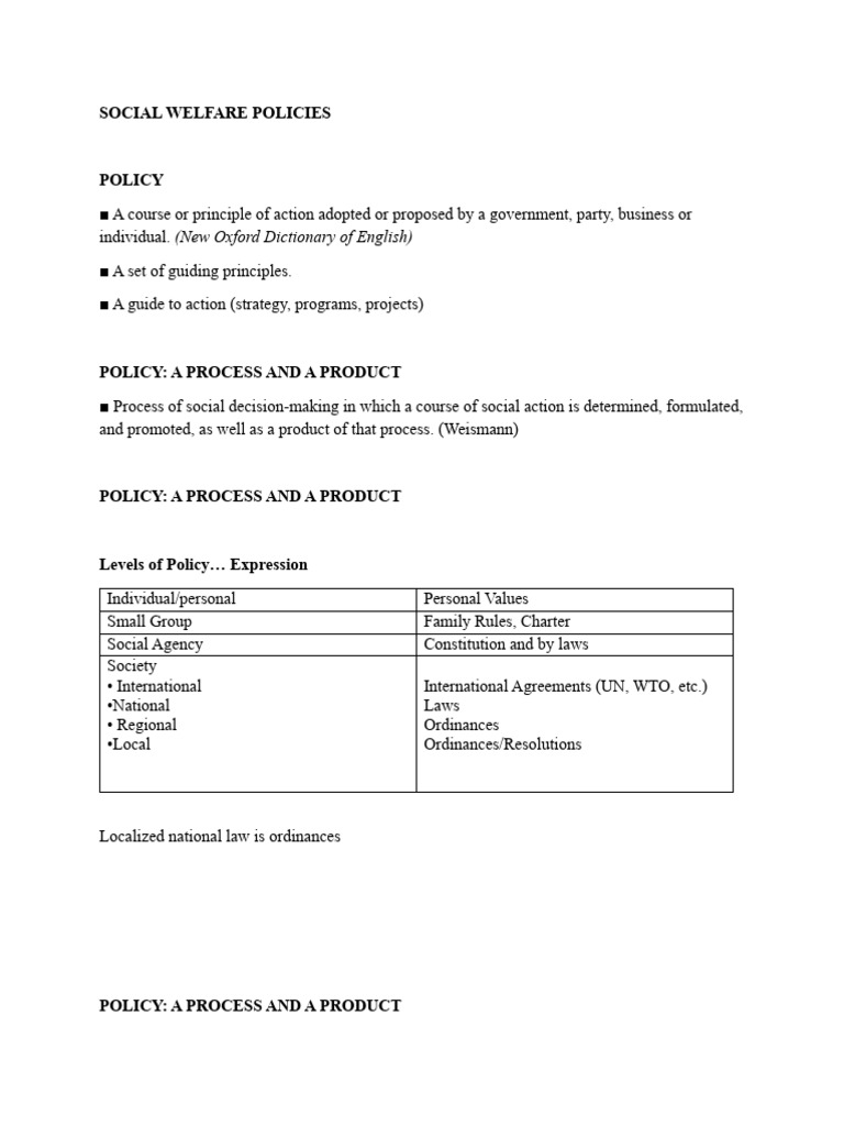 Overview of Social Welfare Policies | PDF | Social Protection | Policy