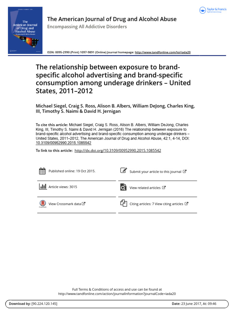 The Relationship Between Exposure To Brand Specific Alcohol Advertising ...