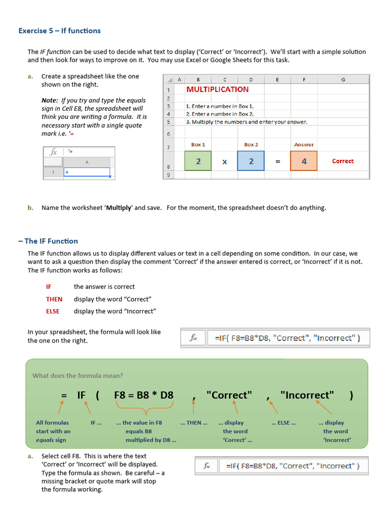 Mastering IF Functions in Excel/Sheets | PDF | Spreadsheet | Microsoft ...