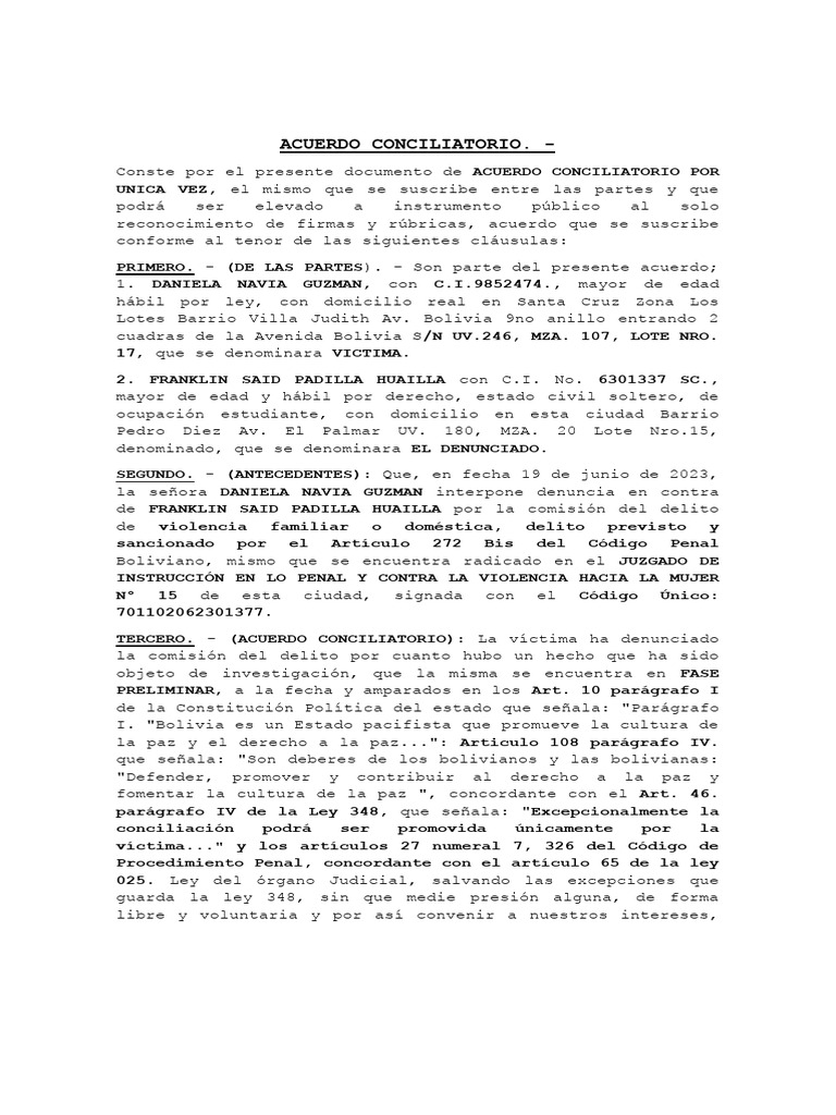 Acuerdo Conciliatorio y Desistimiento | PDF | Justicia | Crimen y violencia