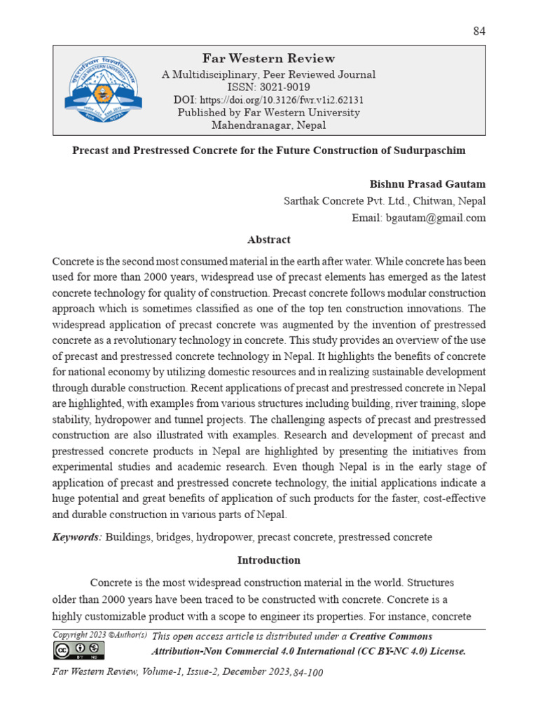 Precast and Prestressed Concrete For The Future Sudurpaschim | PDF ...