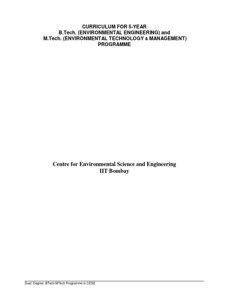 BTech-MTech Dual Degree in Environmental Engineering | PDF | Water ...
