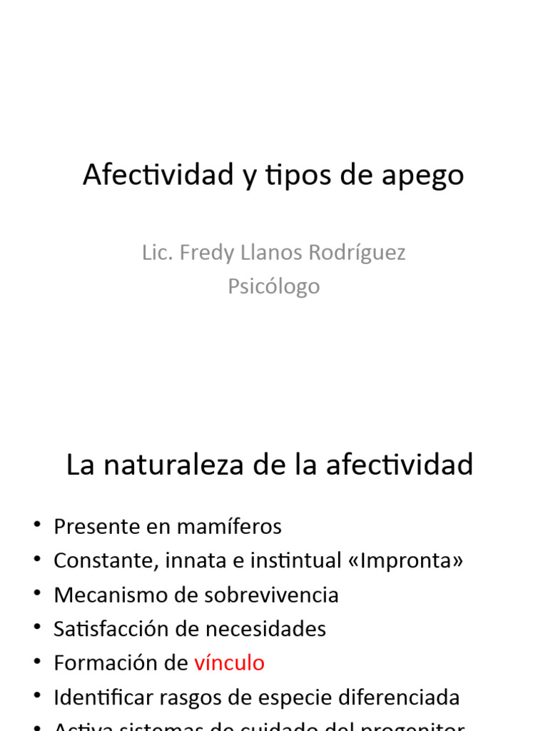 Afectividad y Tipos de Apego Emocional | PDF | Teoría de apego | Las ...