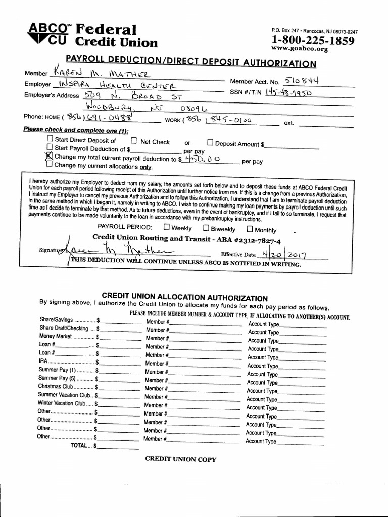 ABCO Payroll Deduction20170420 - 09315817 | PDF