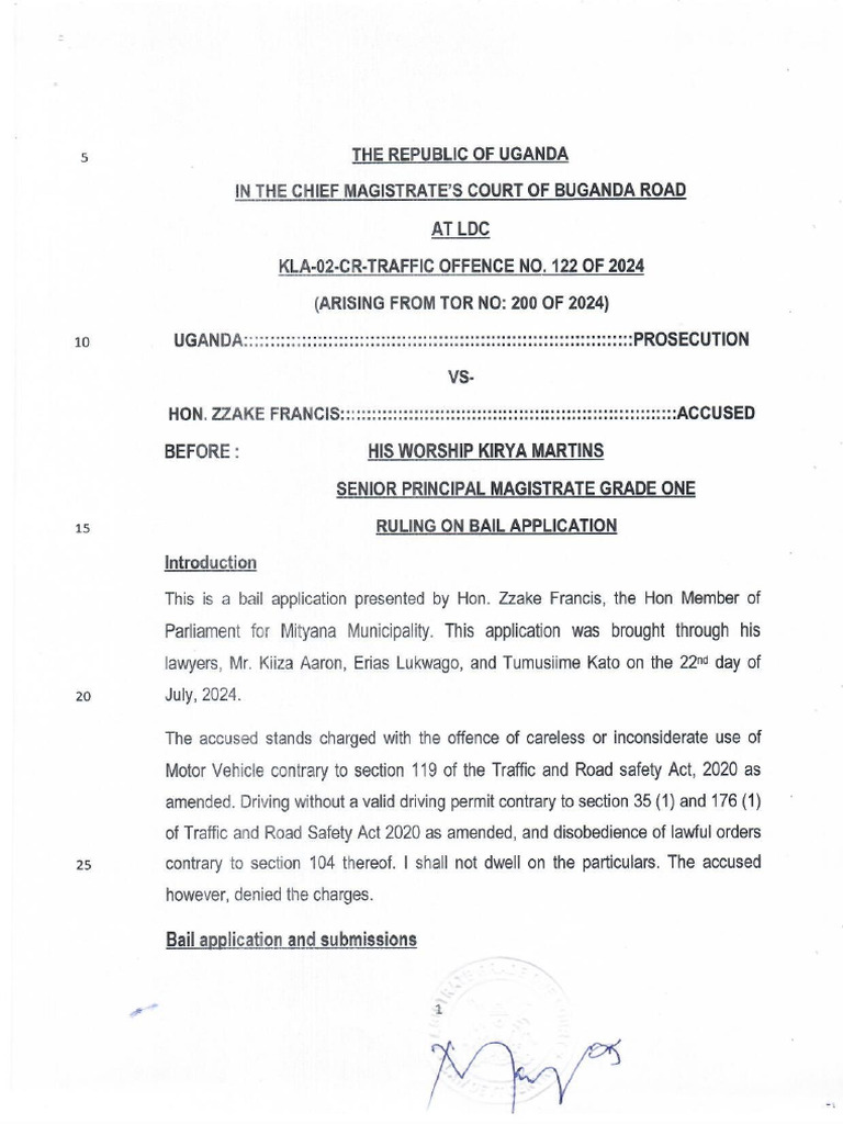 Zzake Ruling On Bail Application | PDF