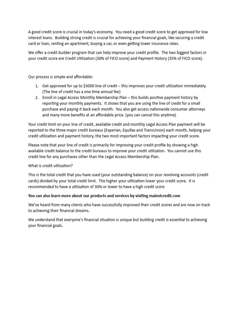 Credit Builder Script | PDF | Law