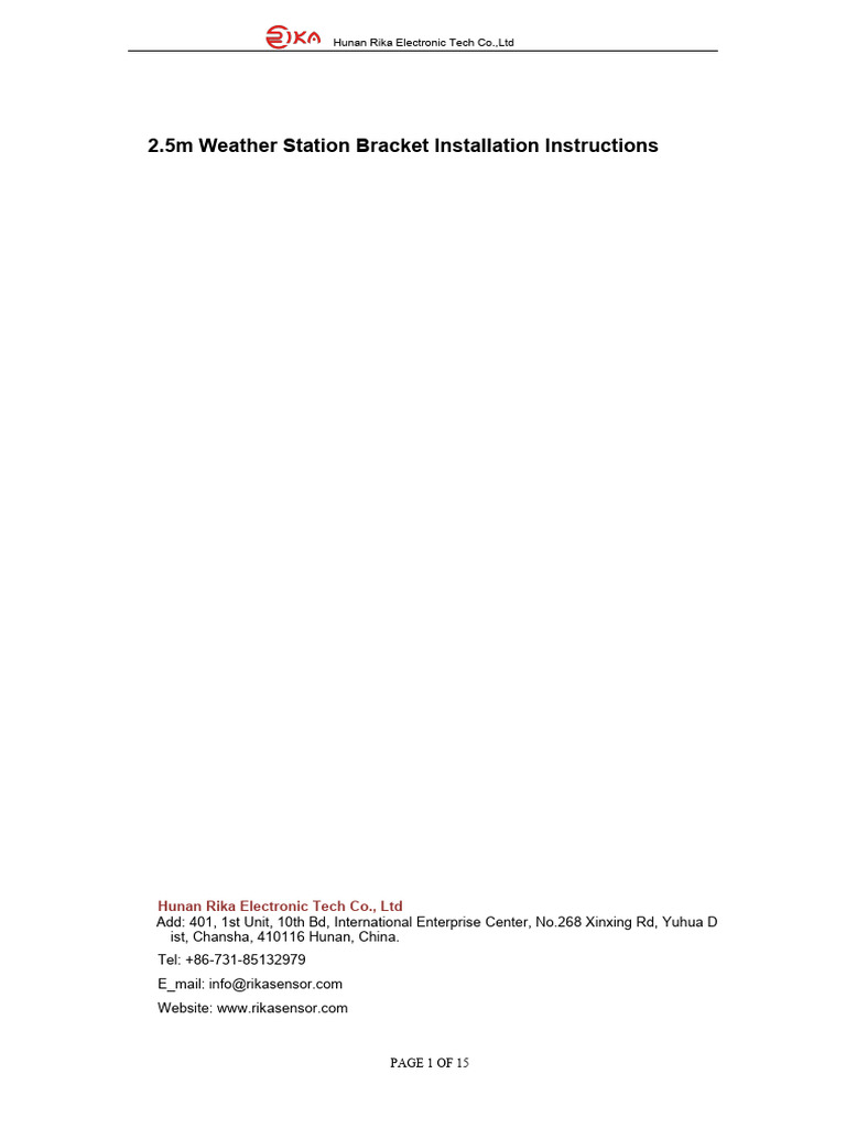 2.5m Weather Station Bracket Guide | PDF | Screw | Equipment