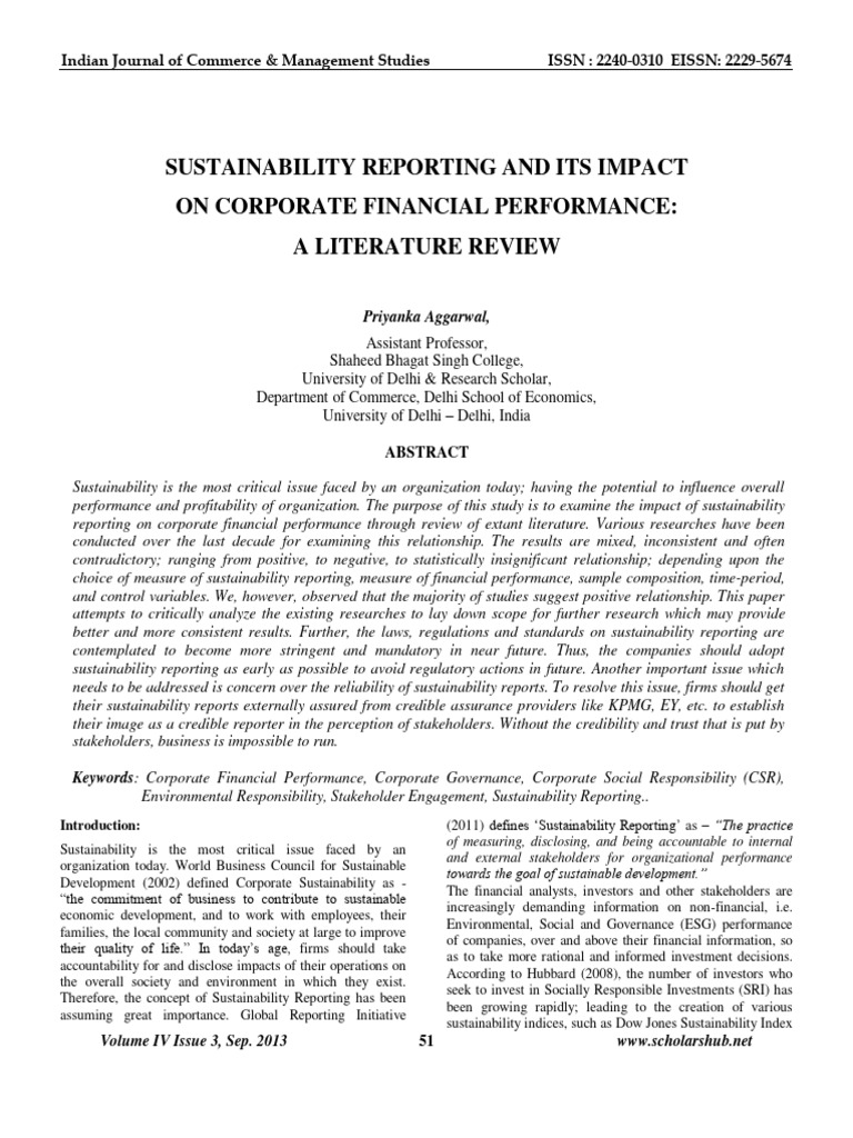 Impact of Sustainability Reporting on Finance | PDF | Corporate Social ...